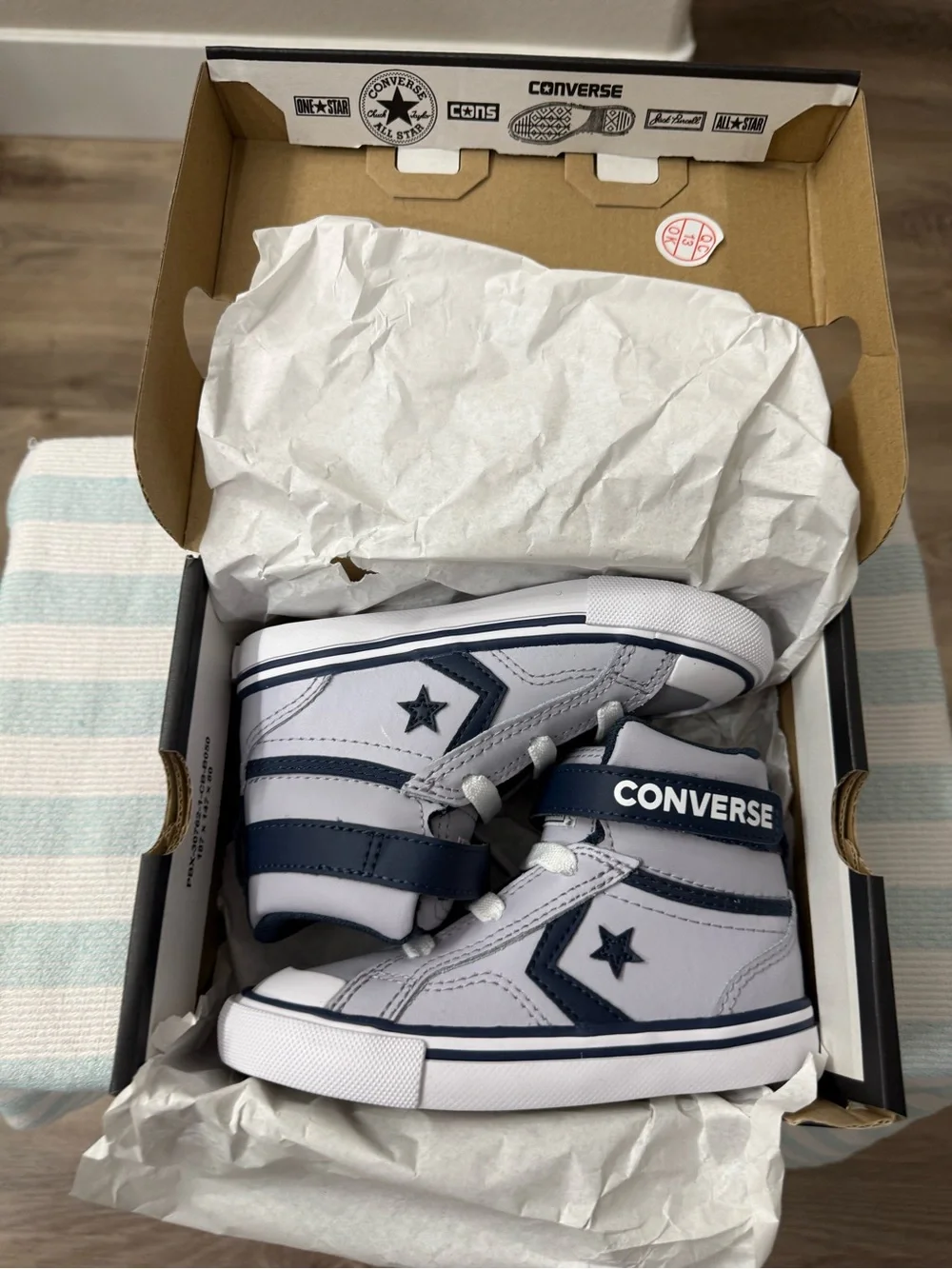 Converse Kids White & Navy High-Top Sneakers